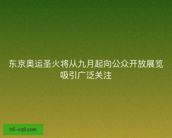 东京奥运圣火将从九月起向公众开放展览吸引广泛关注